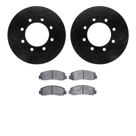 Dynamic Friction Co 8202-99196, Rotors-Drilled and Slotted-Black with Heavy Duty Brake Pads, SilverGeospec Coated, 8202-99196